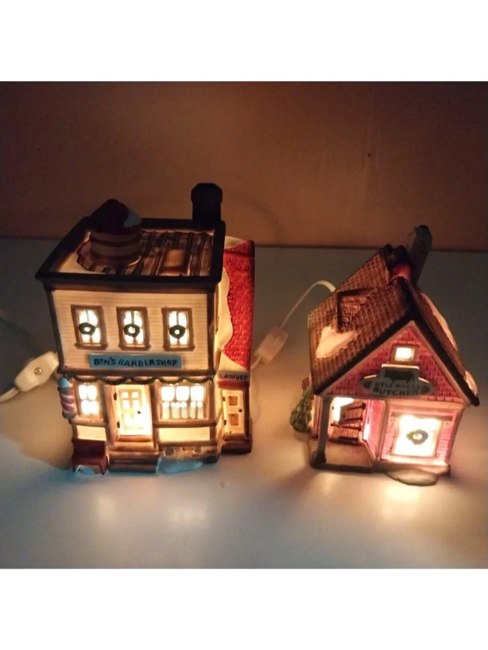 Department 56 New England Village Bens Barber Shop 5939-0 & Otis Hayes Butcher